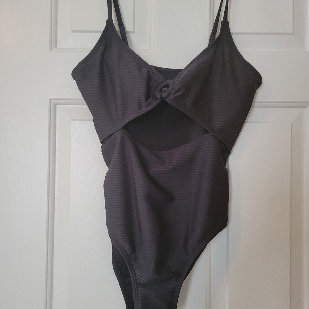 Black one-piece swimsuit